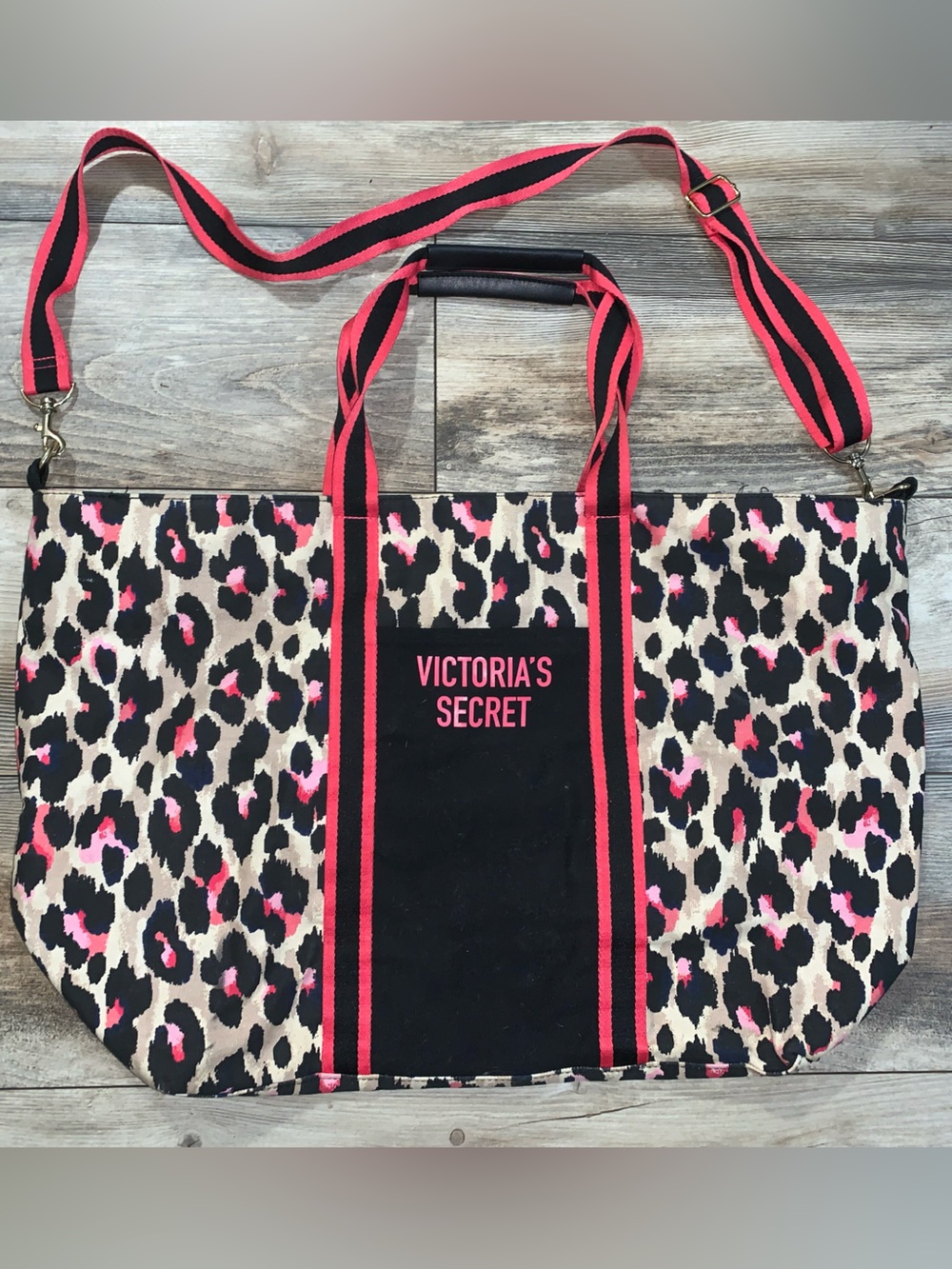 Victoria’s Secret Pink & Leopard Print Weekender Tote Bag/gym/travel/Beach